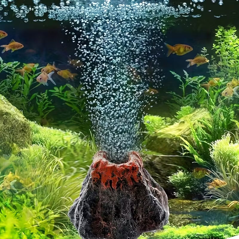 Aquarium Planted Seeds - 수족관용 화산 버블 스톤, 배터리 필요
