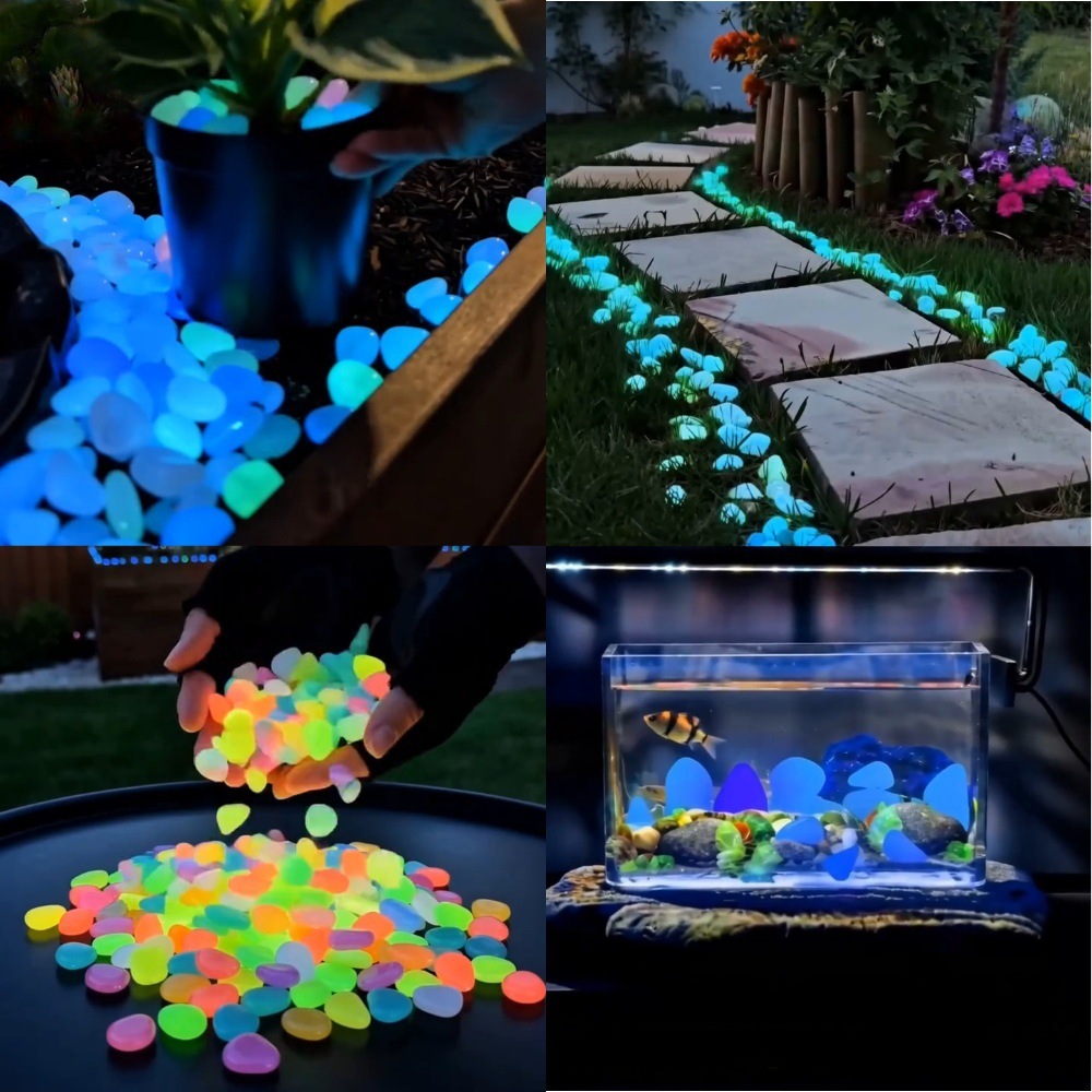 Aquarium Planted Tank Light - 다채로운 야광 조약돌 정원석, 야외 정원